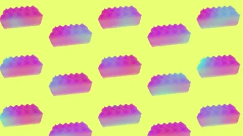 Kitchen sponges pattern in vibrant gradient holographic neon colors. Concept art Stock Footage 167486331