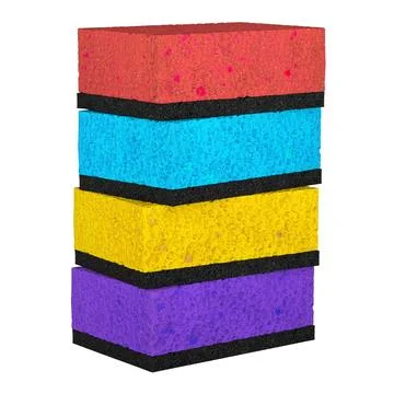 Kitchen sponges stack, colored. 3D rendering Stock Illustration