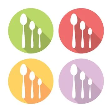 Kitchen Spoon Flat Icons Set Stock Illustration
