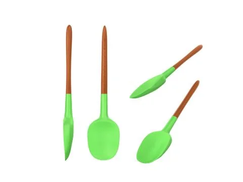 Kitchen spoon silicone set 3d render on white Stock Illustration