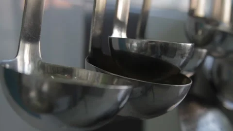 Kitchen spoons and tools slider shot Stock Footage 138028653