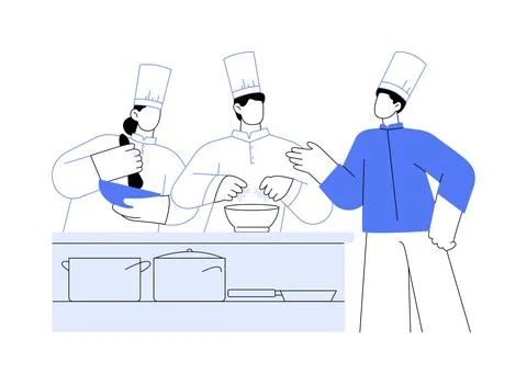 Kitchen staff training abstract concept vector illustration. Stock Illustration
