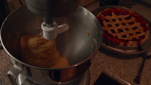 Kitchen Stand Mixer Mixing Dough Closeup Stock Footage 100323616