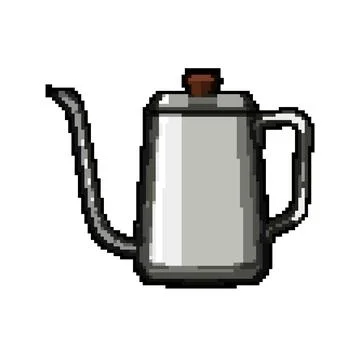 Kitchen steel drip kettle pixel art vector illustration Stock Illustration