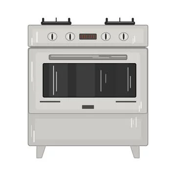 Kitchen stove isolated on white background. Grey gas cooker stove with oven. Stock Illustration