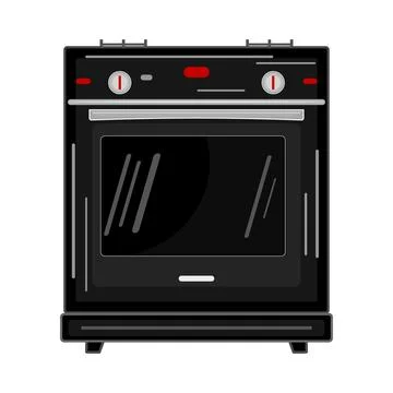Kitchen stove isolated on white background. Black gas cooker stove with oven. Stock Illustration