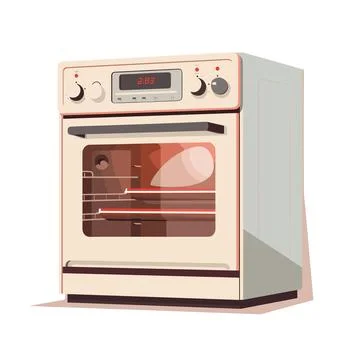 Kitchen stove isolated on white background. Vector illustration in cartoon style Illustrazione stock