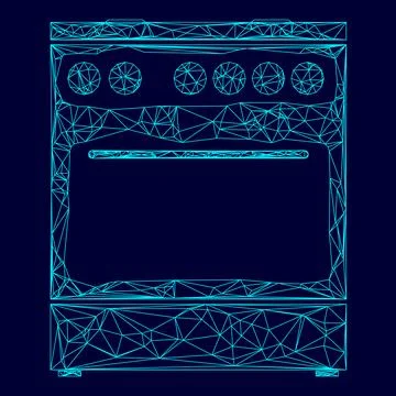 Kitchen stove low poly triangulation triangulated polygonal electric cyan blu Ilustración de archivo