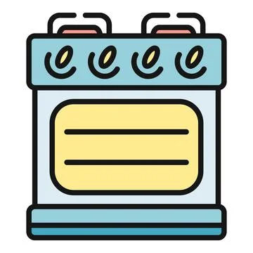 Kitchen stove oven cooking baking icon illustration Stock Illustration