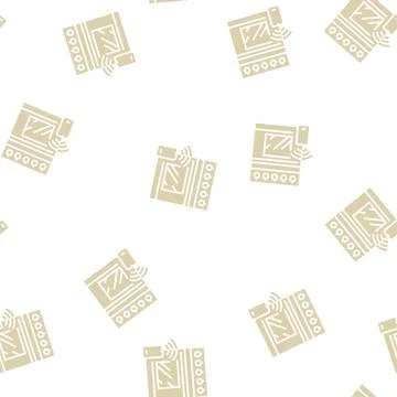 Kitchen stove remote control glyph seamless pattern Stock Illustration