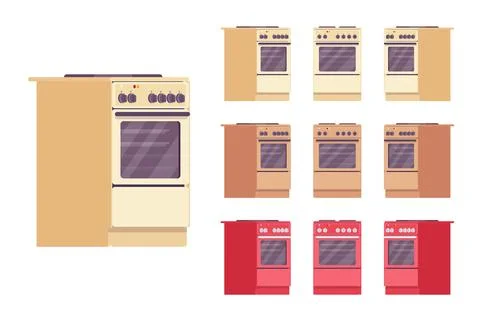 Kitchen stove set Stock Illustration