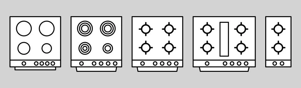 Kitchen Stove Set Illustrations. Kitchen elements Stock Illustration