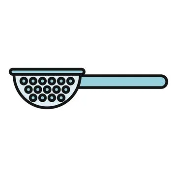 Kitchen strainer with handle, flat design utensil icon Stock Illustration