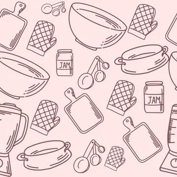 Kitchen Stuff Pattern Vector Stock Illustration