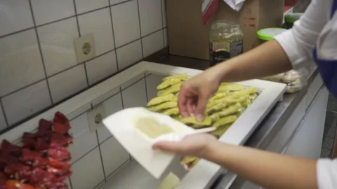 Kitchen. stuffed pepper Stock Footage 105019437