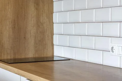 Kitchen surface. Induction stove in the kitchen Stock Photos