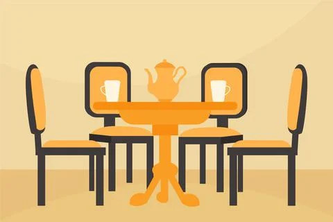 Kitchen table and 4 chairs Stock Illustration