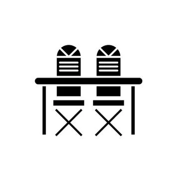 Kitchen table and chairs black icon, vector sign on isolated background. Kitchen Illustrazione stock