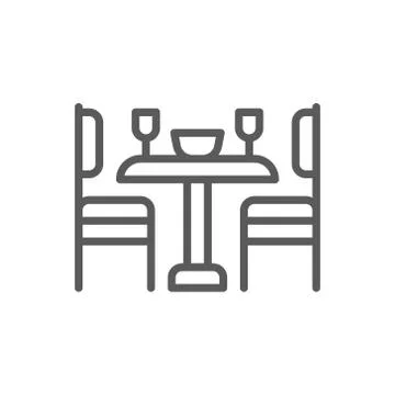 Kitchen table and chairs line icon. Stock Illustration