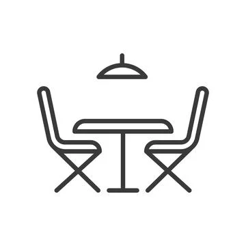 Kitchen table with chairs, icon in line design. Kitchen, table, chairs, dining Stock Illustration