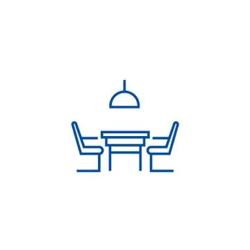 Kitchen table with chairs line icon concept. Kitchen table with chairs flat Illustrazione stock