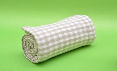Kitchen Table Cloth Roll on Green background Foto stock