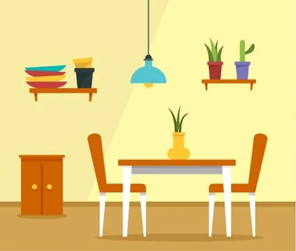 Kitchen table concept background, flat style Illustrazione stock