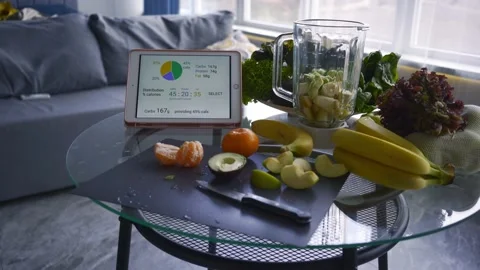 Kitchen table with fruits and vegetable for smoothie Video stock 167844529