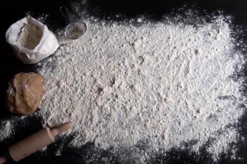Kitchen table prepared for baking cookies Stock Photos
