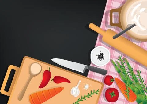 Kitchen Table Top Flatlay Stock Illustration