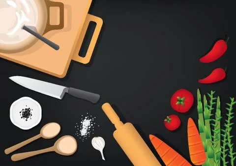 Kitchen Table Top Flatlay Stock Illustration