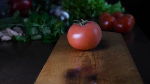 Kitchen table with vegetables. Stock-Fotos