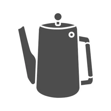 Kitchen tea or coffee pot solid icon, Kitchenware concept, water kettle sign on Stock Illustration