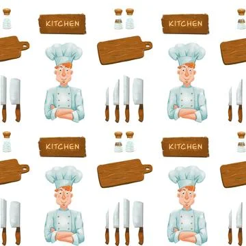 Kitchen theme seamless pattern for your design Stock Illustration