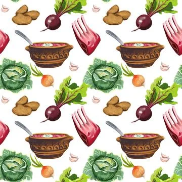 Kitchen theme seamless pattern for your design Stock Illustration