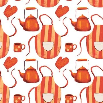 Kitchen theme seamless pattern for your design Stock Illustration