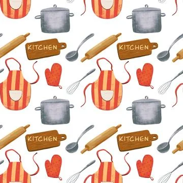 Kitchen theme seamless pattern for your design Stock Illustration