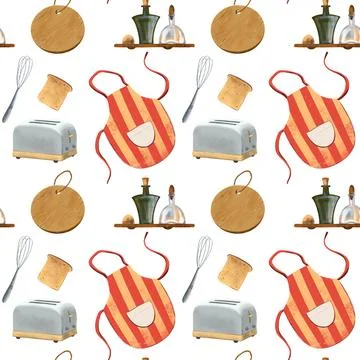 Kitchen theme seamless pattern for your design Stock Illustration