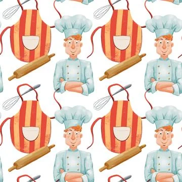 Kitchen theme seamless pattern for your design Stock Illustration