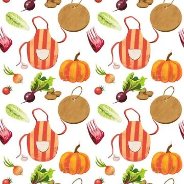Kitchen theme seamless pattern for your design Stock Illustration