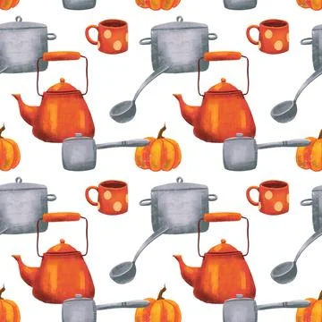 Kitchen theme seamless pattern for your design Stock Illustration