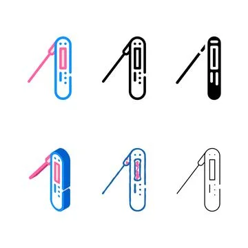 Kitchen thermometer color icon vector multipack color Stock Illustration