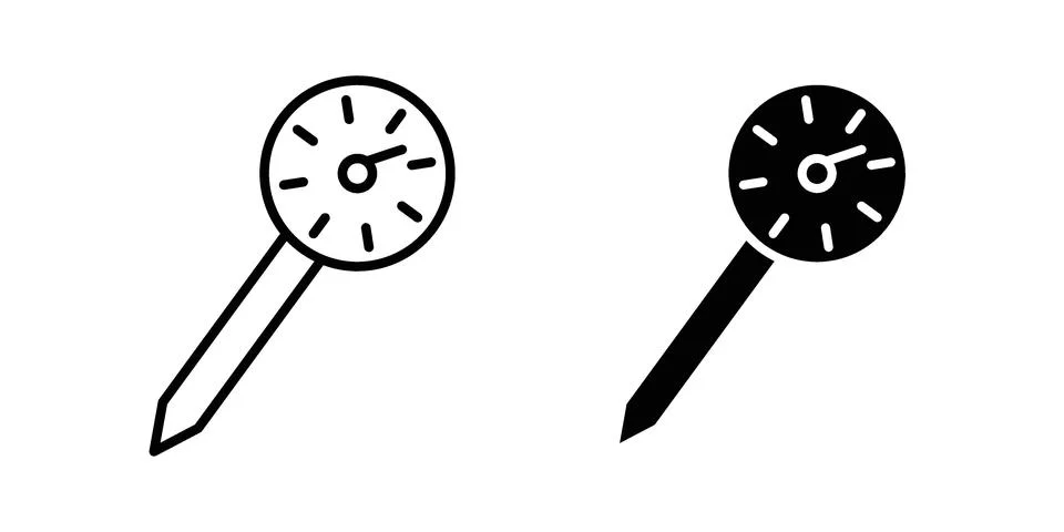 Kitchen thermometer icon set modern line and solid style collection. Stock Illustration