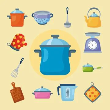 Kitchen thirteen icons Stock Illustration