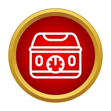 Kitchen timer icon on red and gold button 스톡 일러스트