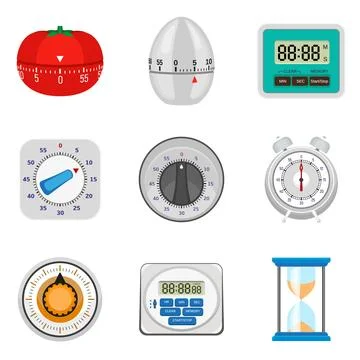 Kitchen timer icon set, flat style イラスト素材