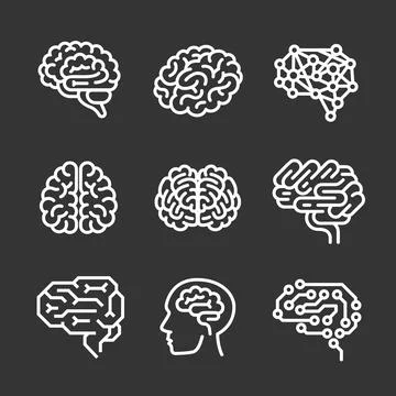 Kitchen timer icon set, outline style Stock Illustration