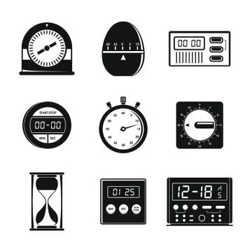 Kitchen timer icons set, simple style Stockillustratie