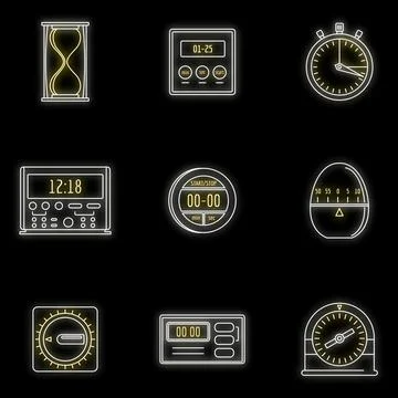 Kitchen timer icons set vector neon イラスト素材