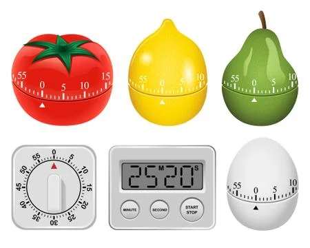 Kitchen timer mockup set, realistic style Illustrazione stock